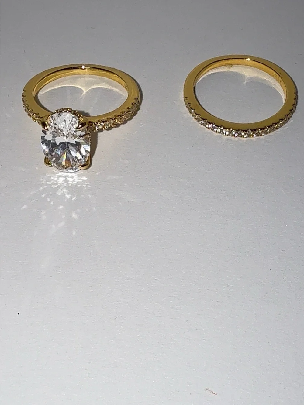3.5ct Oval CZ Gold Vermeil Wedding Set Size 6.5